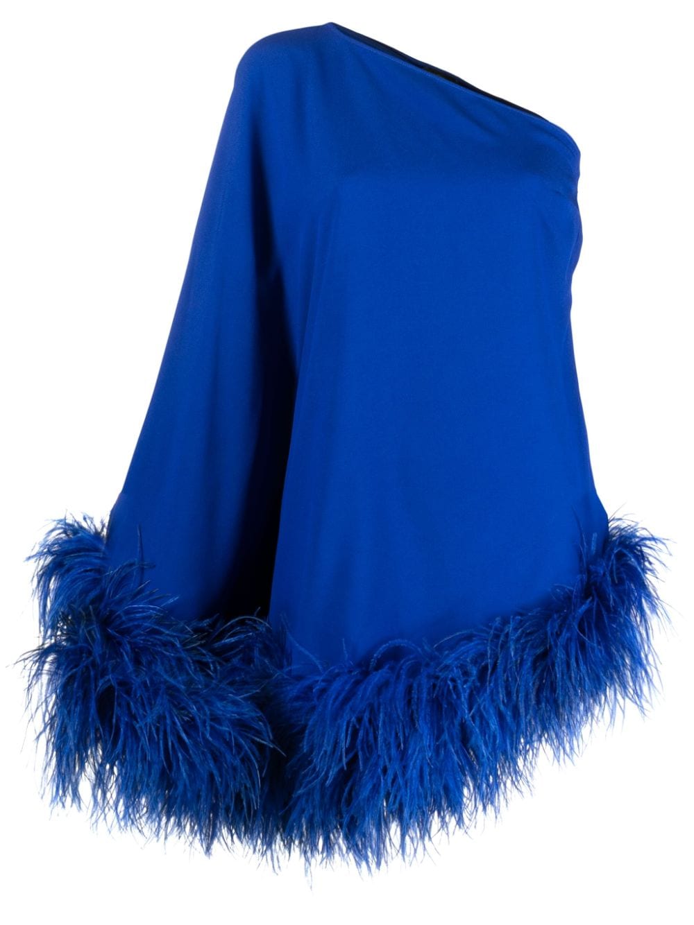 Taller Marmo TALLER MARMO- Piccolo Ubud One-shoulder Feather-trimmed Crepe Mini Dress