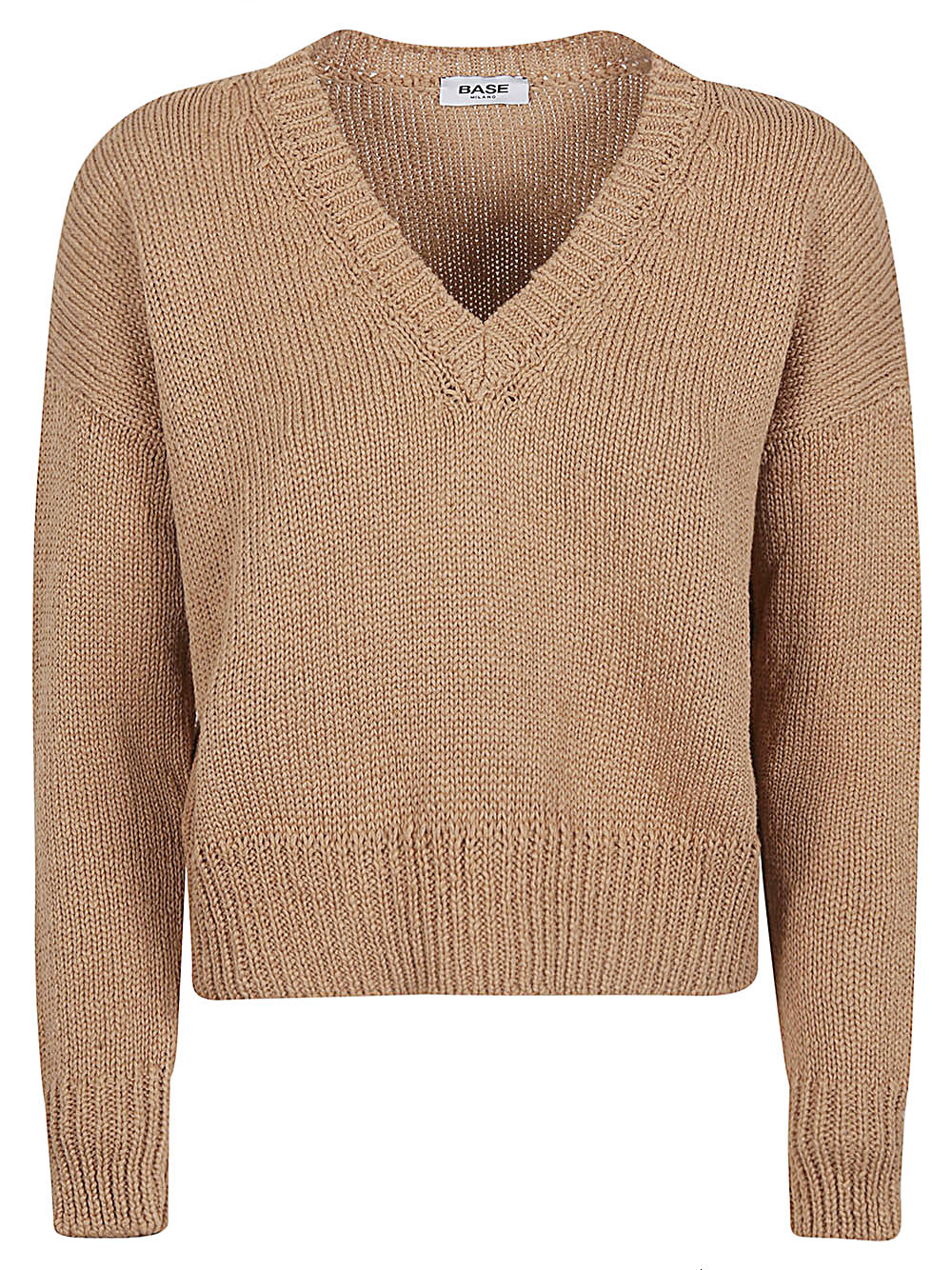 Base BASE- Cotton And Linen Blend V-neck Sweater