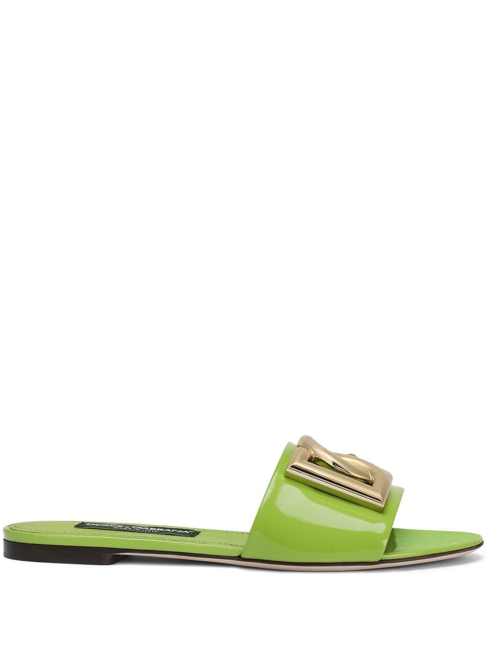 Dolce & Gabbana DOLCE & GABBANA- Leather Logo Flat Sandals