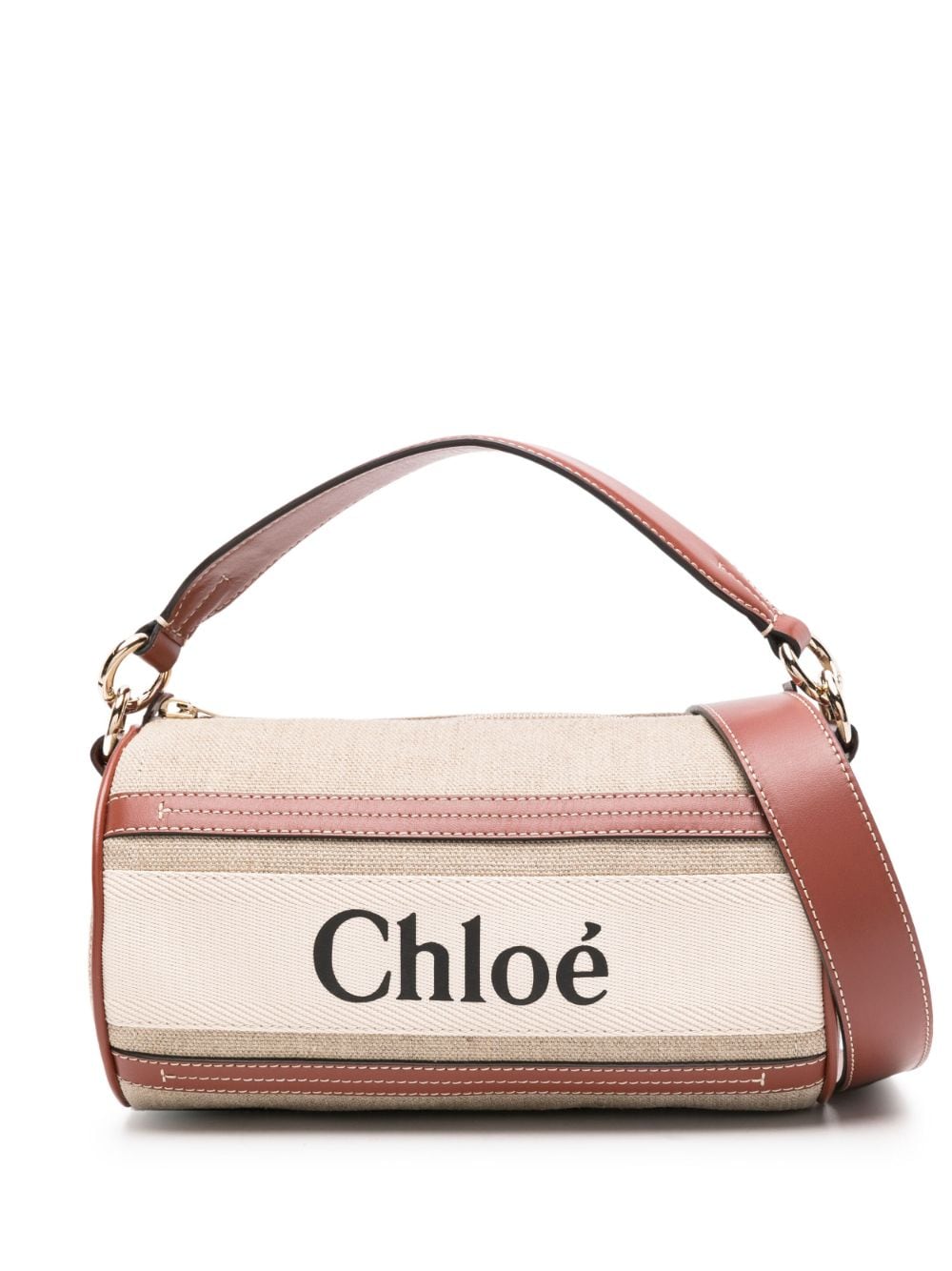 Chloé CHLOÉ- Woody Linen And Leather Shoulder Bag