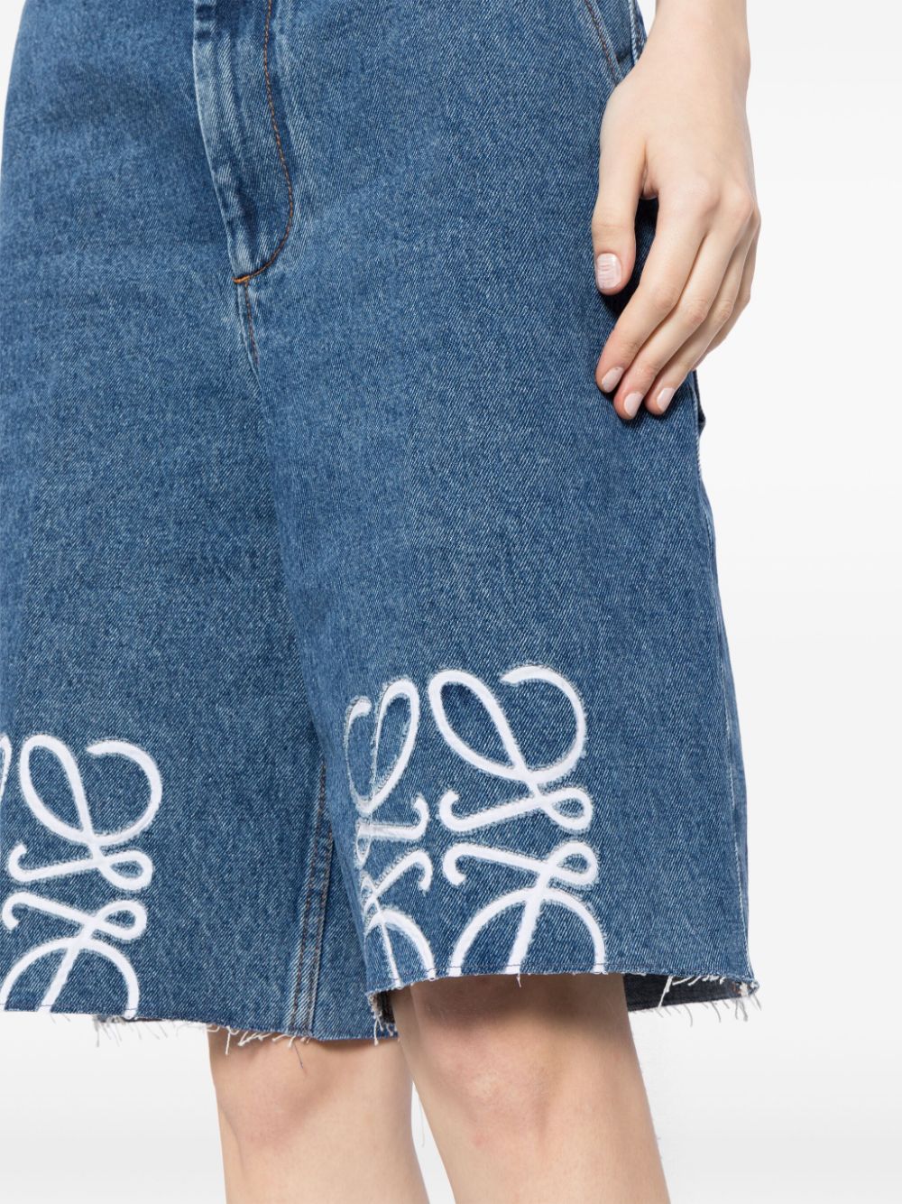 Loewe LOEWE- Anagram Denim Cotton Bermudas