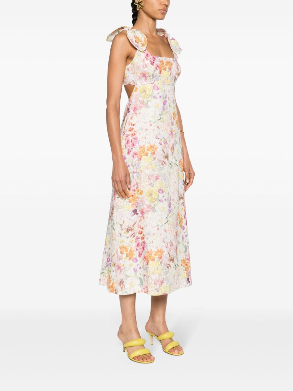 Zimmermann ZIMMERMANN- Floral Print Linen Midi Dress