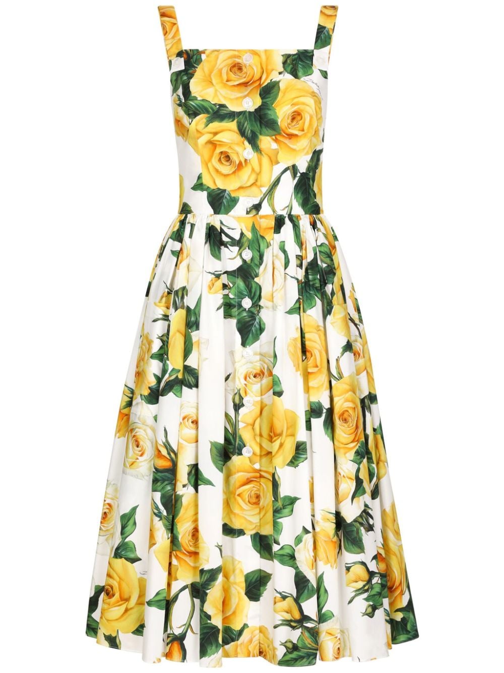 Dolce & Gabbana DOLCE & GABBANA- Flower Print Cotton Midi Dress