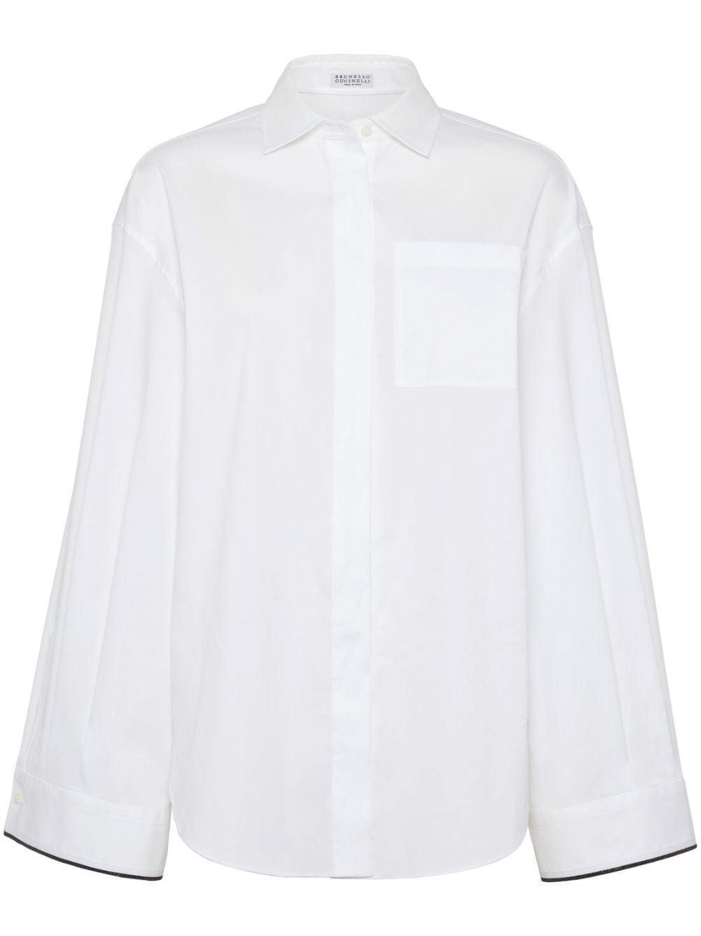 Brunello Cucinelli BRUNELLO CUCINELLI- Shiny Cuff Detail Cotton Shirt