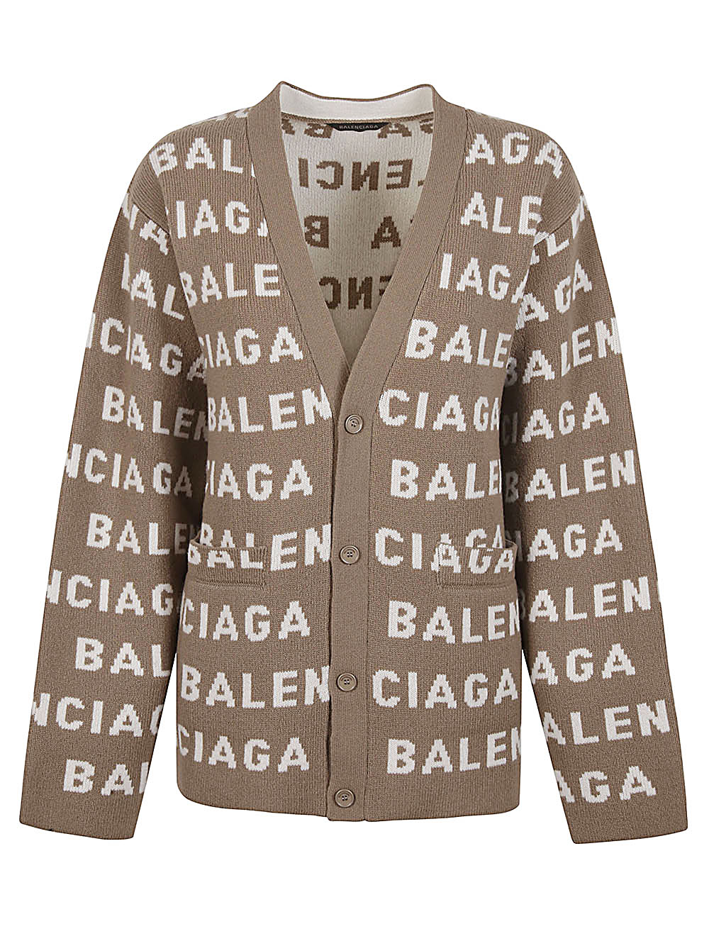 Balenciaga BALENCIAGA- Allover Logo Wool Cardigan