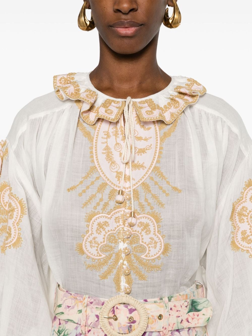 Zimmermann ZIMMERMANN- Embroidered Ramie Blouse