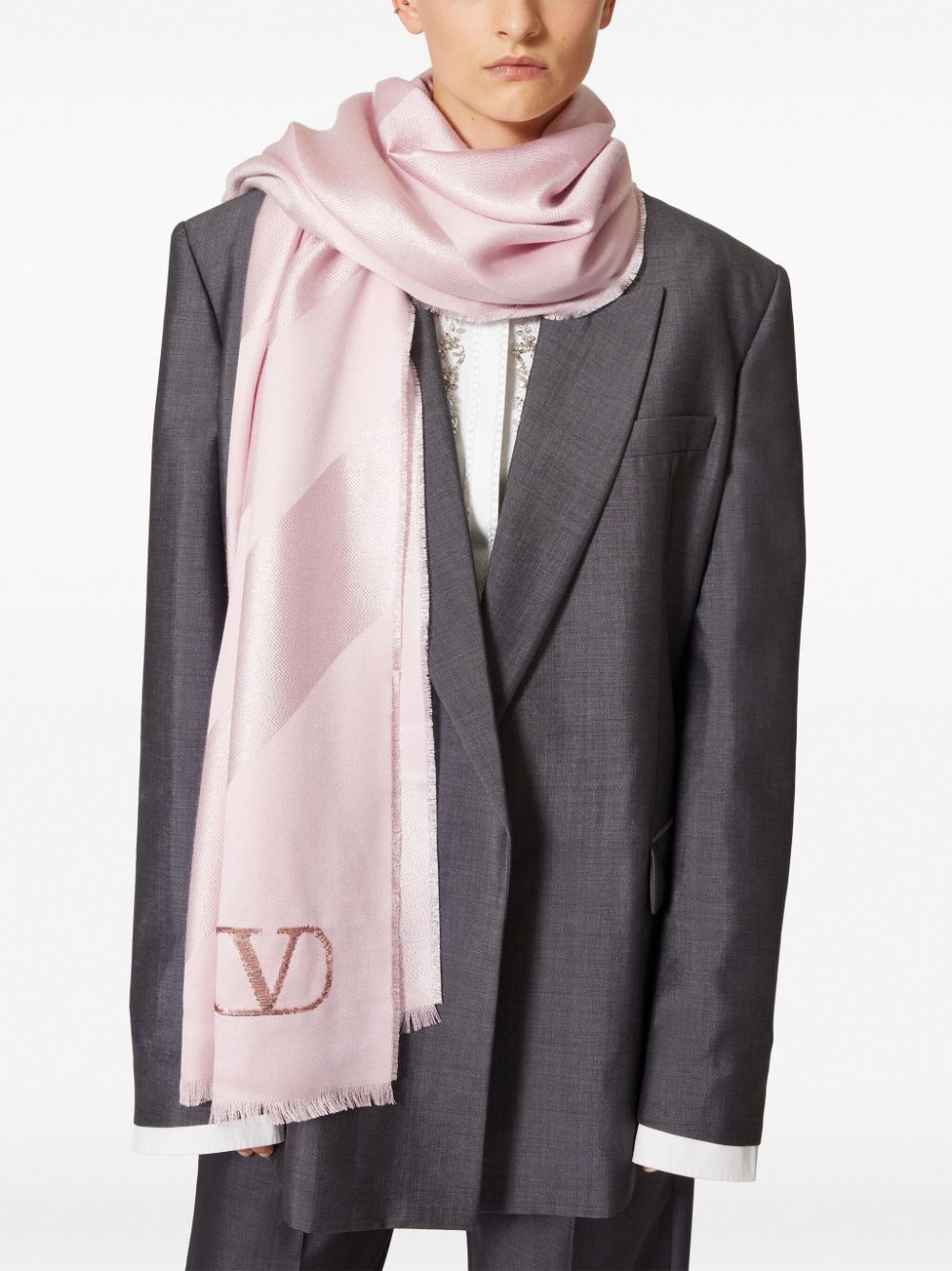 VALENTINO GARAVANI VALENTINO GARAVANI- Toile Iconographe Silk And Cashmere Striped Shawl