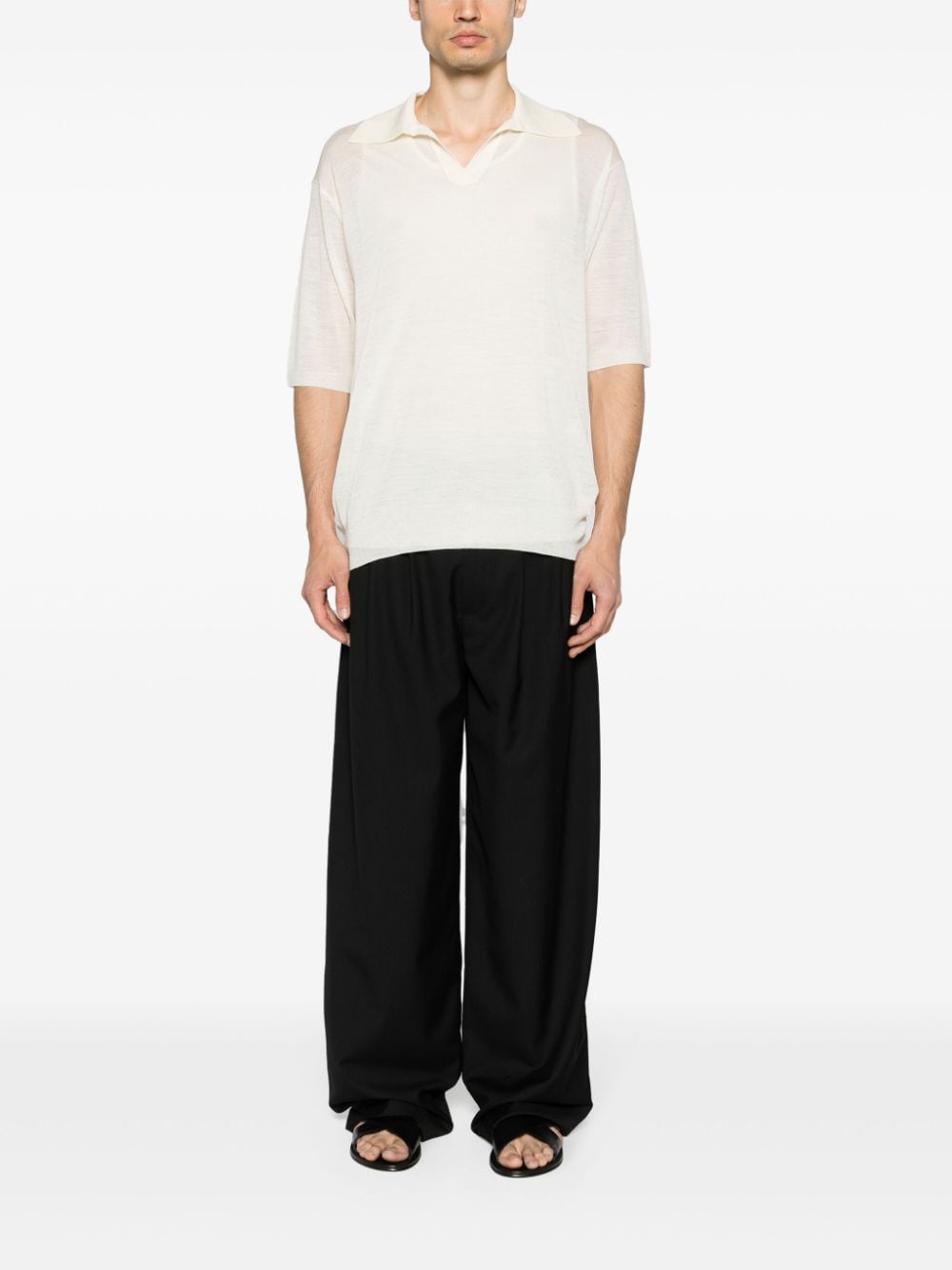 Auralee AURALEE- Wool And Silk Blend Polo Shirt