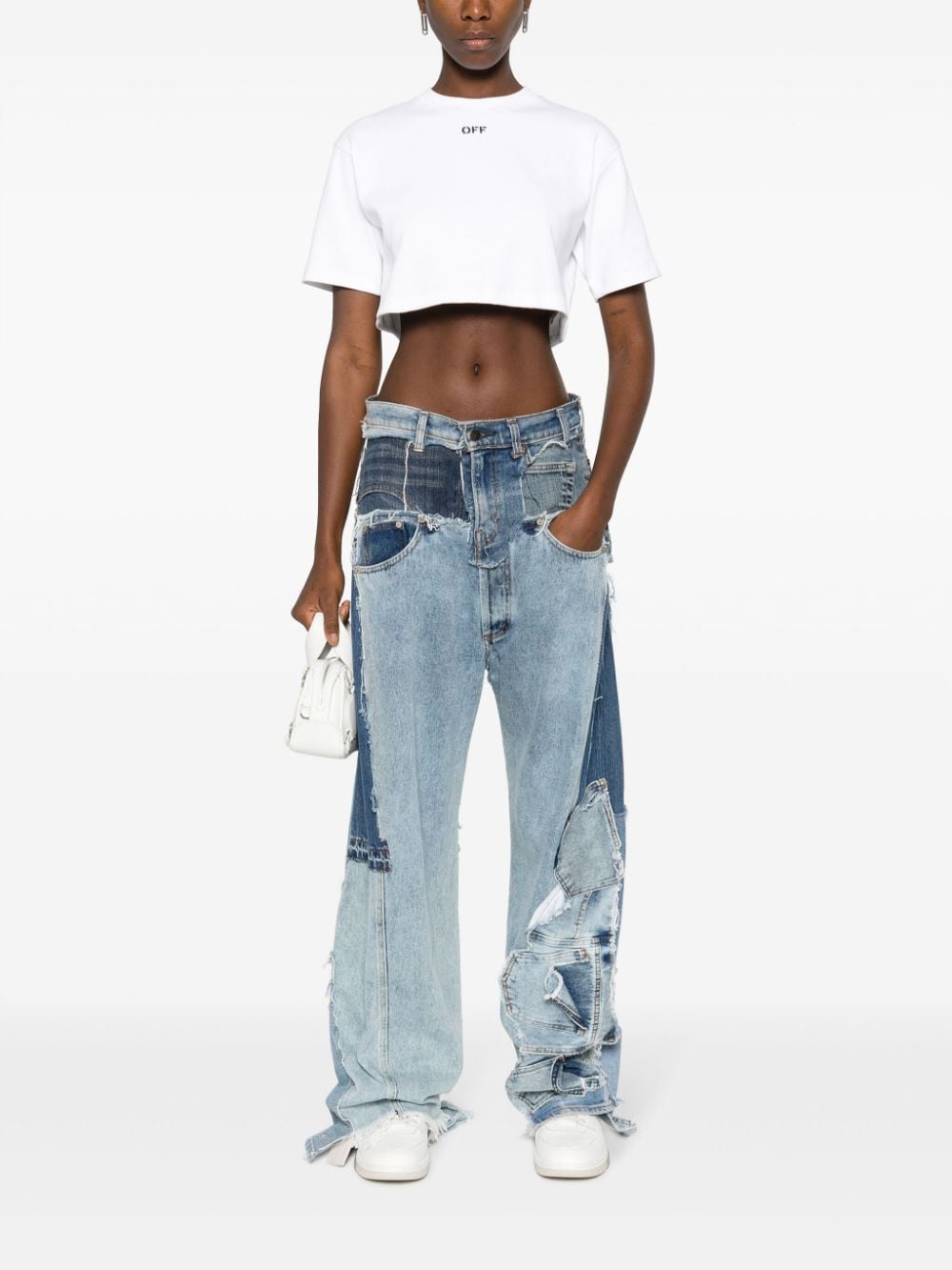 OFF-WHITE OFF-WHITE- Logo Cotton Cropped T-shirt