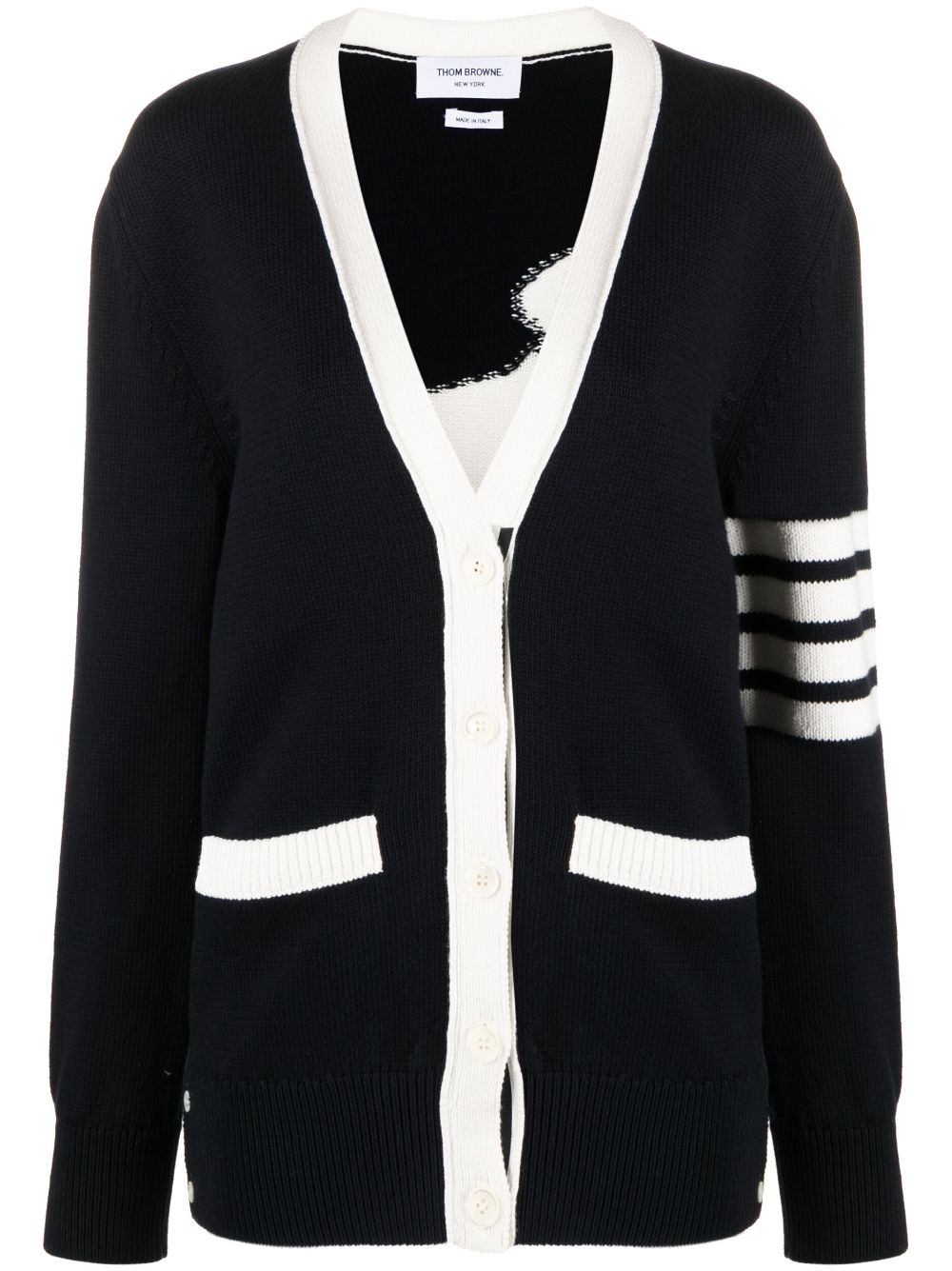 Thom Browne THOM BROWNE- 4bar Cotton Cardigan