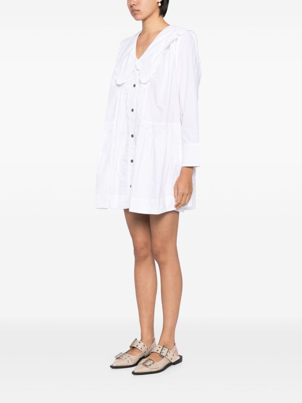 Ganni GANNI- Organic Cotton Mini Shirt Dress