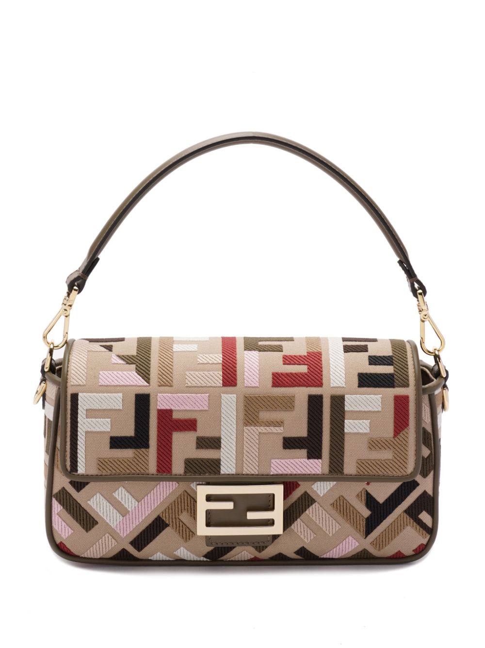 FENDI FENDI- Baguette Leather And Canvas Shoulder Bag