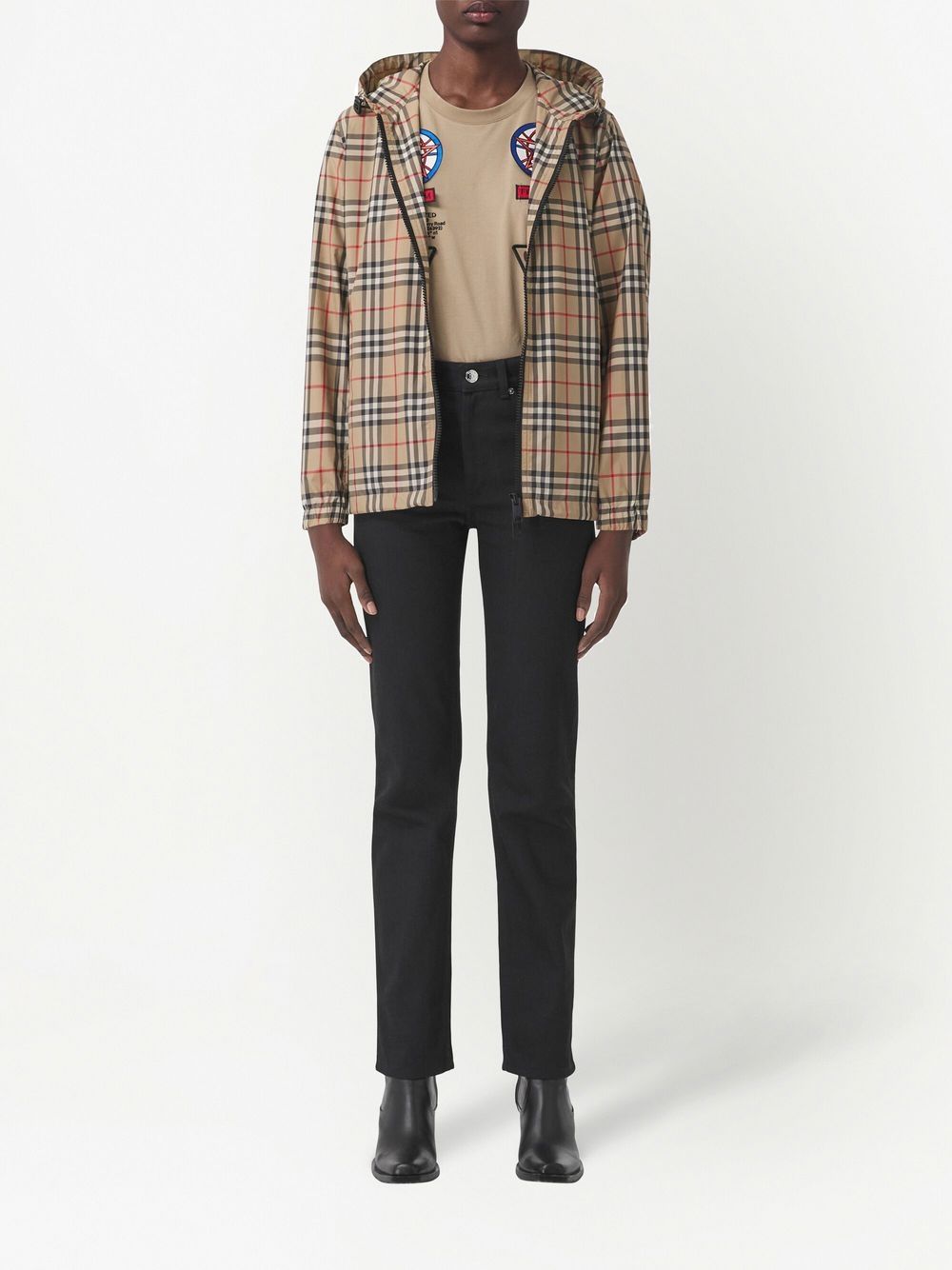 Burberry BURBERRY- Check Motif Hooded Jacket