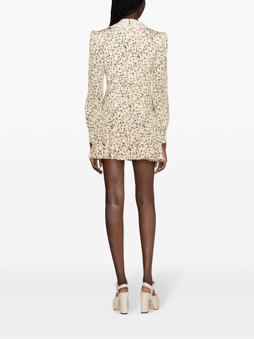 Alessandra Rich ALESSANDRA RICH- Flower Print Silk Short Dress