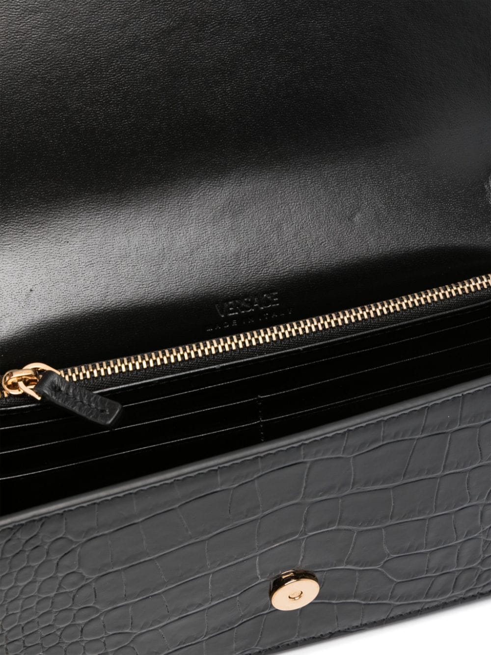 Versace VERSACE- Greca Goddess Leather Wallet On Chain