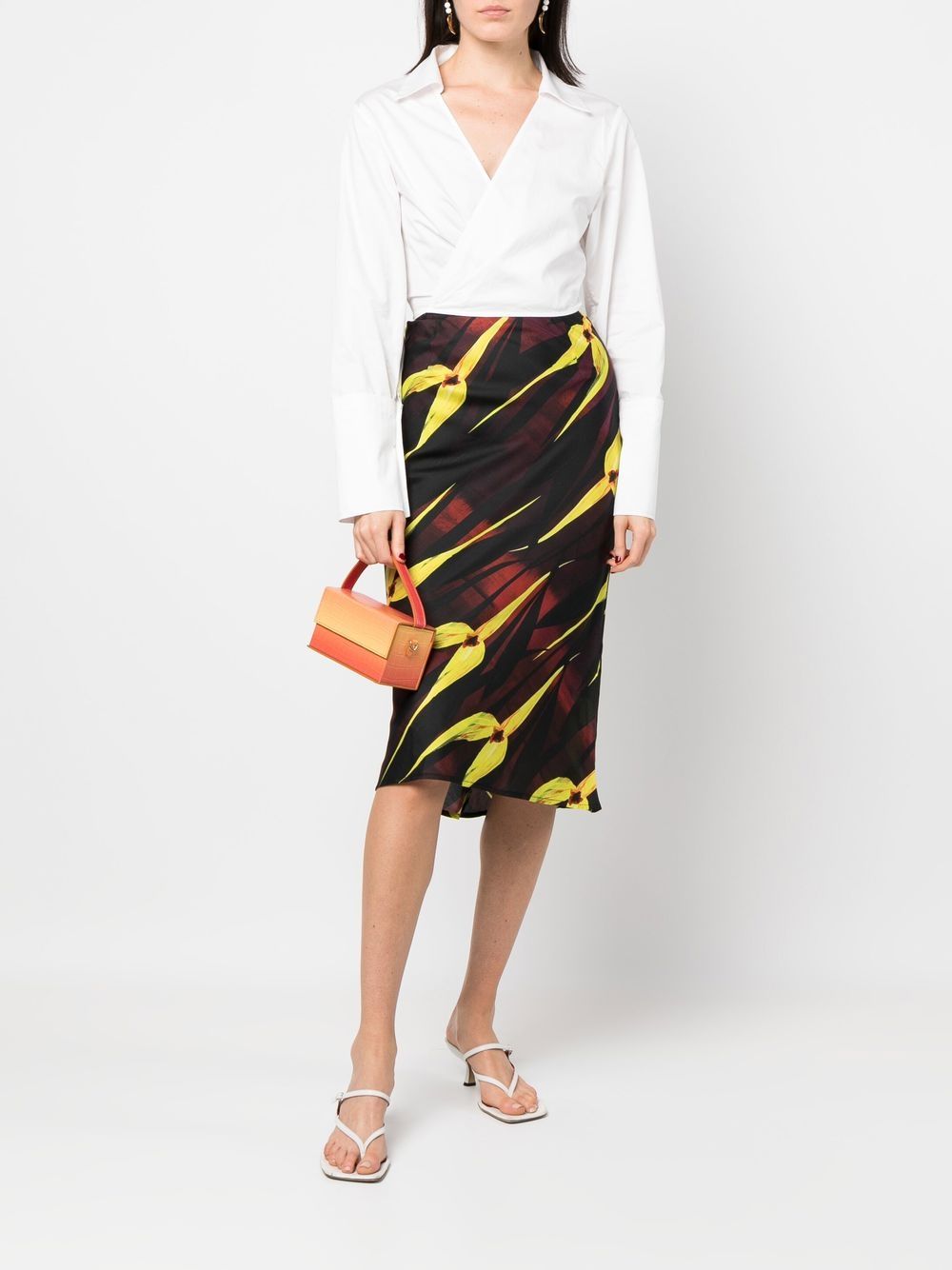 Louisa Ballou LOUISA BALLOU- Printed Cotton Blend Silk Midi Skirt