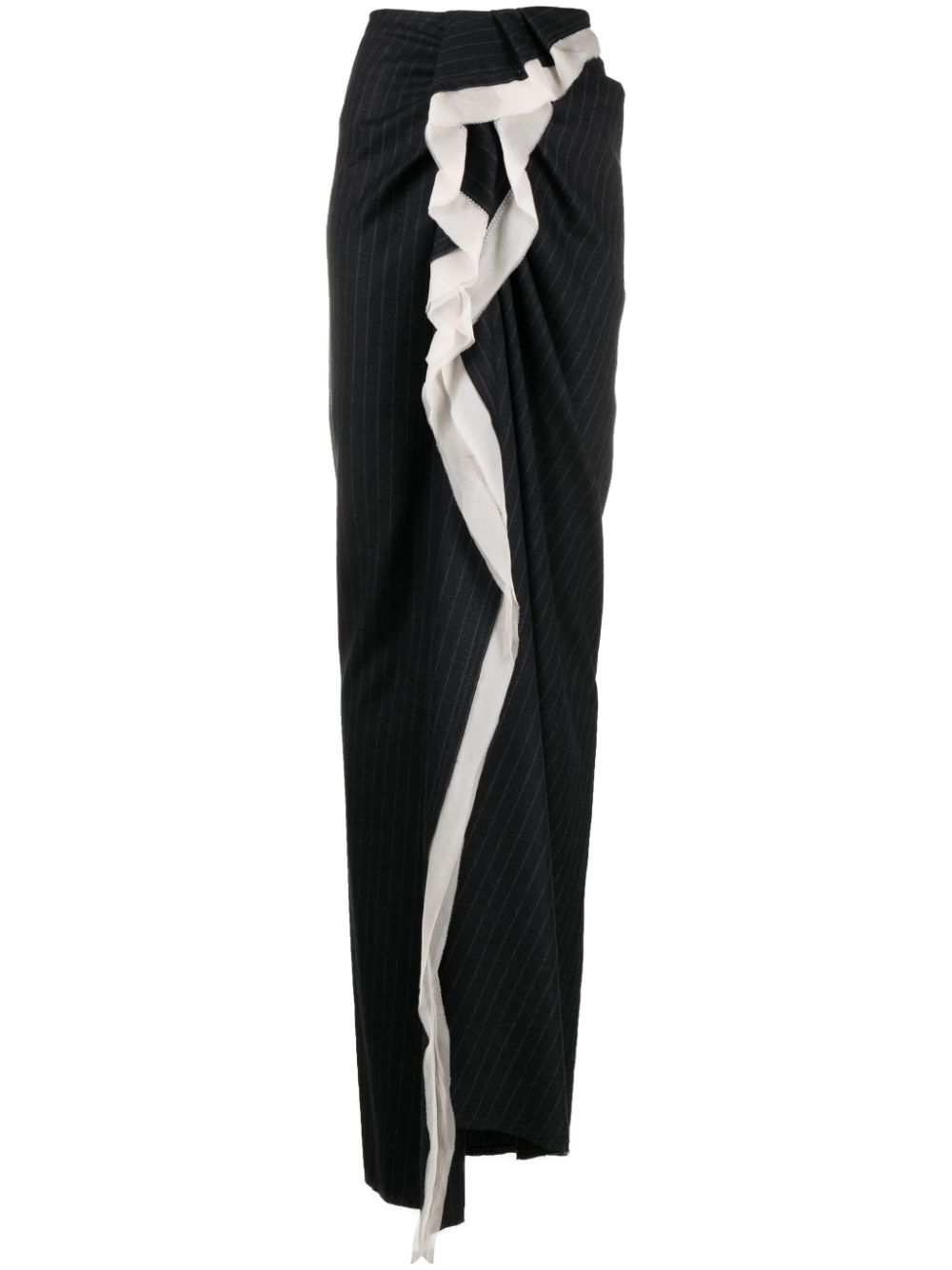 Dries Van Noten DRIES VAN NOTEN- Draped Pinstripped Wool Long Skirt