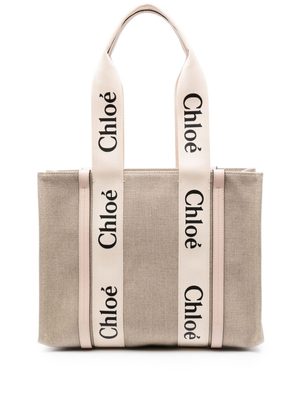 Chloé CHLOÉ- Woody Medium Canvas And Leather Tote Bag