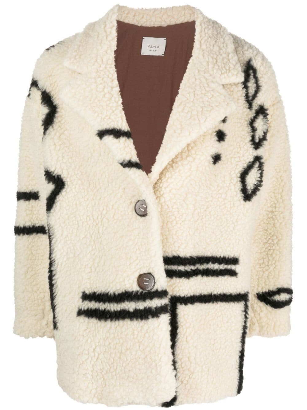 Alysi ALYSI- Faux Fur Jacquard Coat