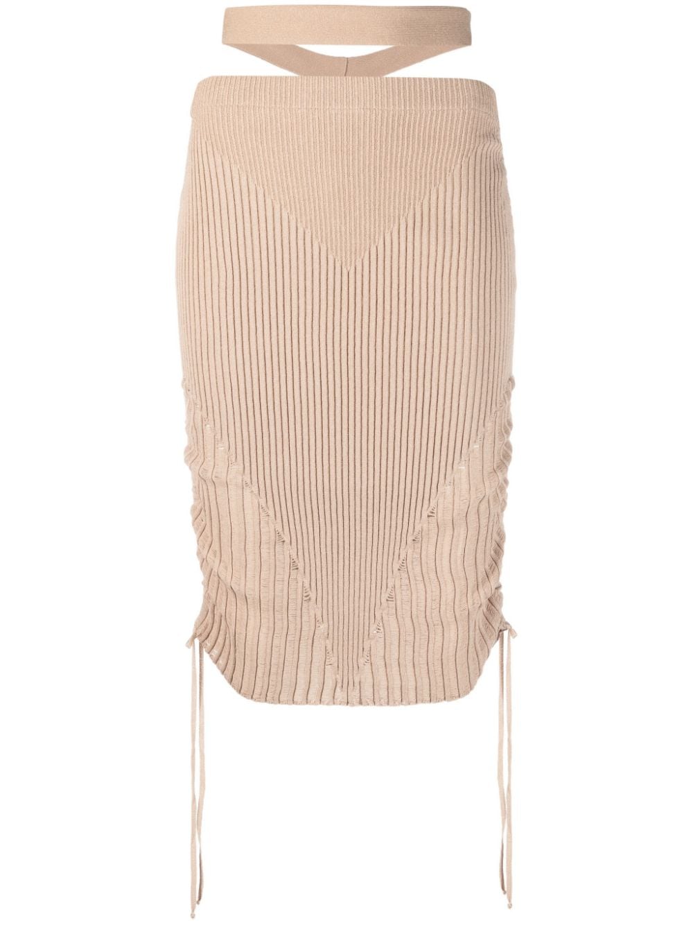  ANDREADAMO- Cut-out Ribbed Midi Skirt