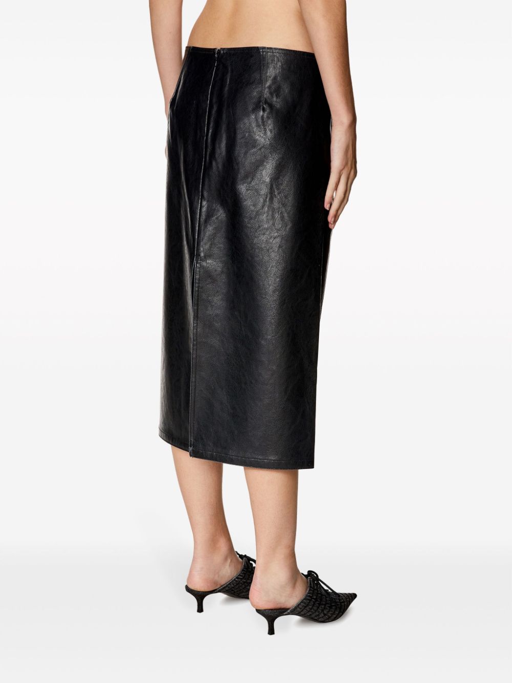 Diesel DIESEL- Leather Effect Midi Skirt