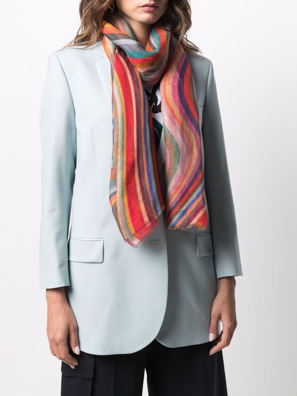 Paul Smith PAUL SMITH- Striped Linen Blend Scarf