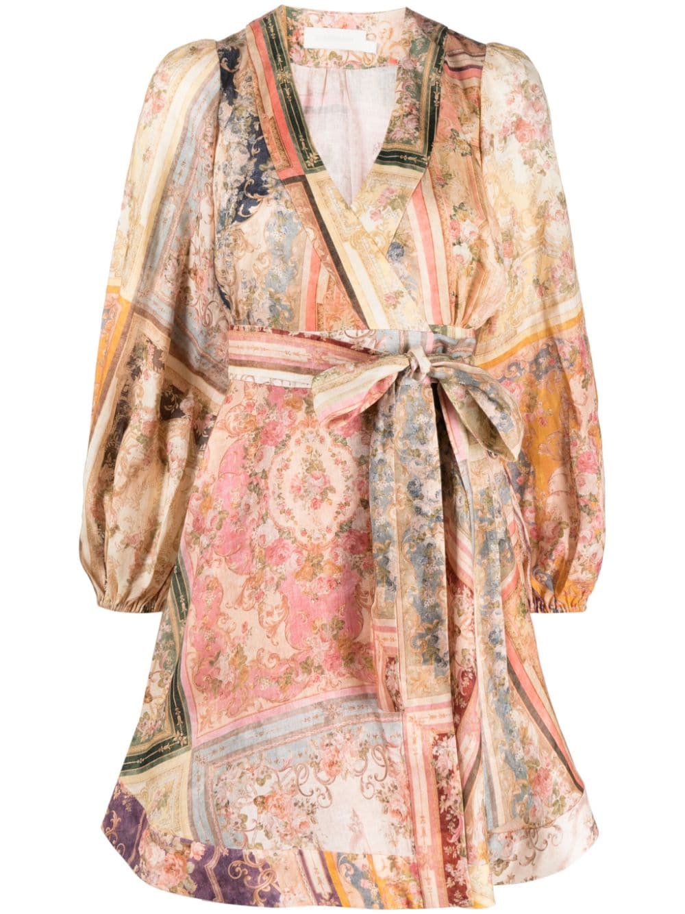 Zimmermann ZIMMERMANN- Floral Print Linen Wrap Mini Dress