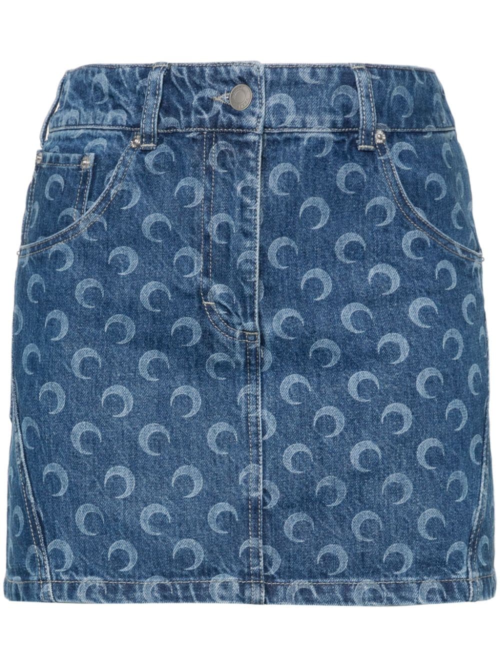 Marine Serre MARINE SERRE- Moon Print Denim Mini Skirt