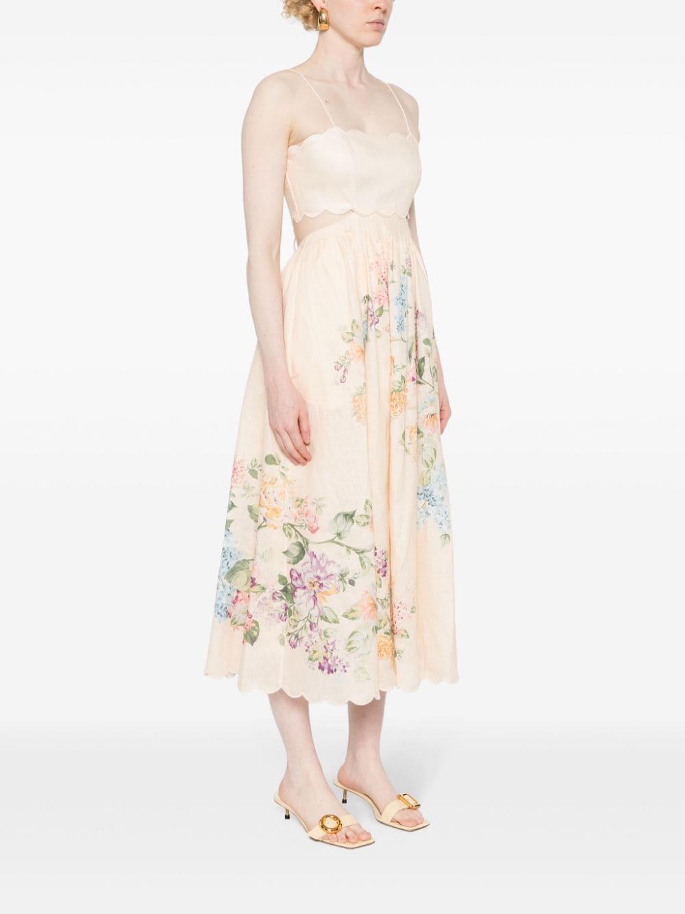 Zimmermann ZIMMERMANN- Floral Print Linen Midi Dress