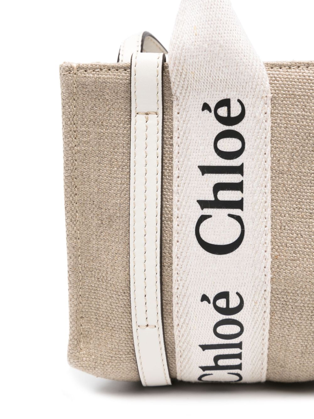 Chloé CHLOÉ- Woody Mini Canvas And Leather Crossbody Bag