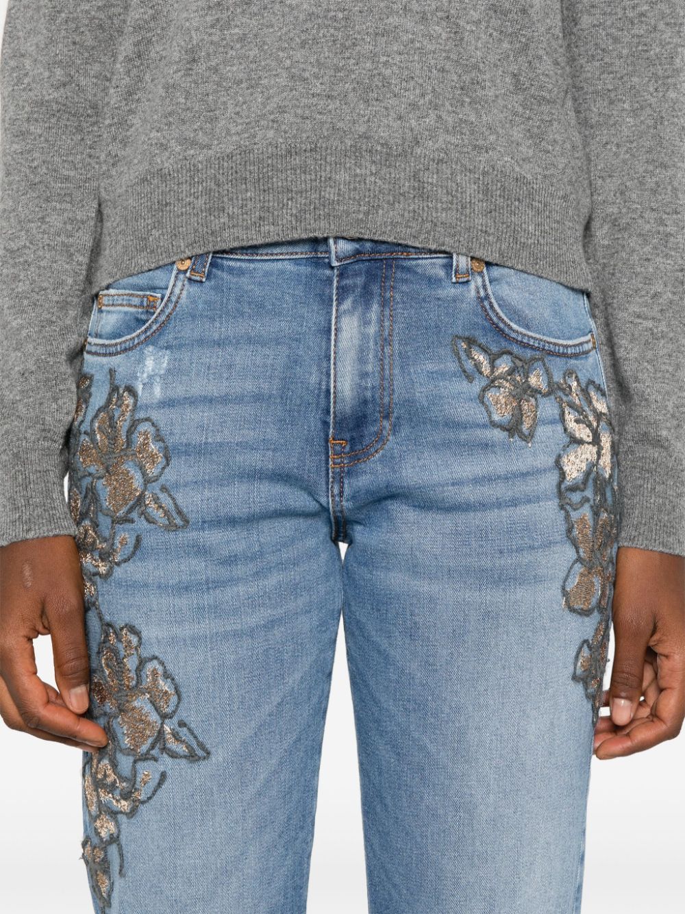 Ermanno ERMANNO- Embroidered Denim Jeans