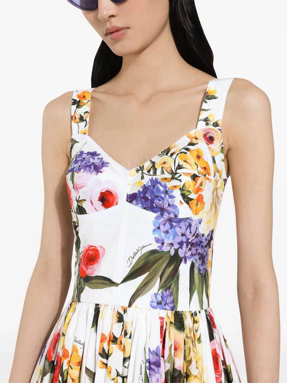 Dolce & Gabbana DOLCE & GABBANA- Flower Print Cotton Mini Dress