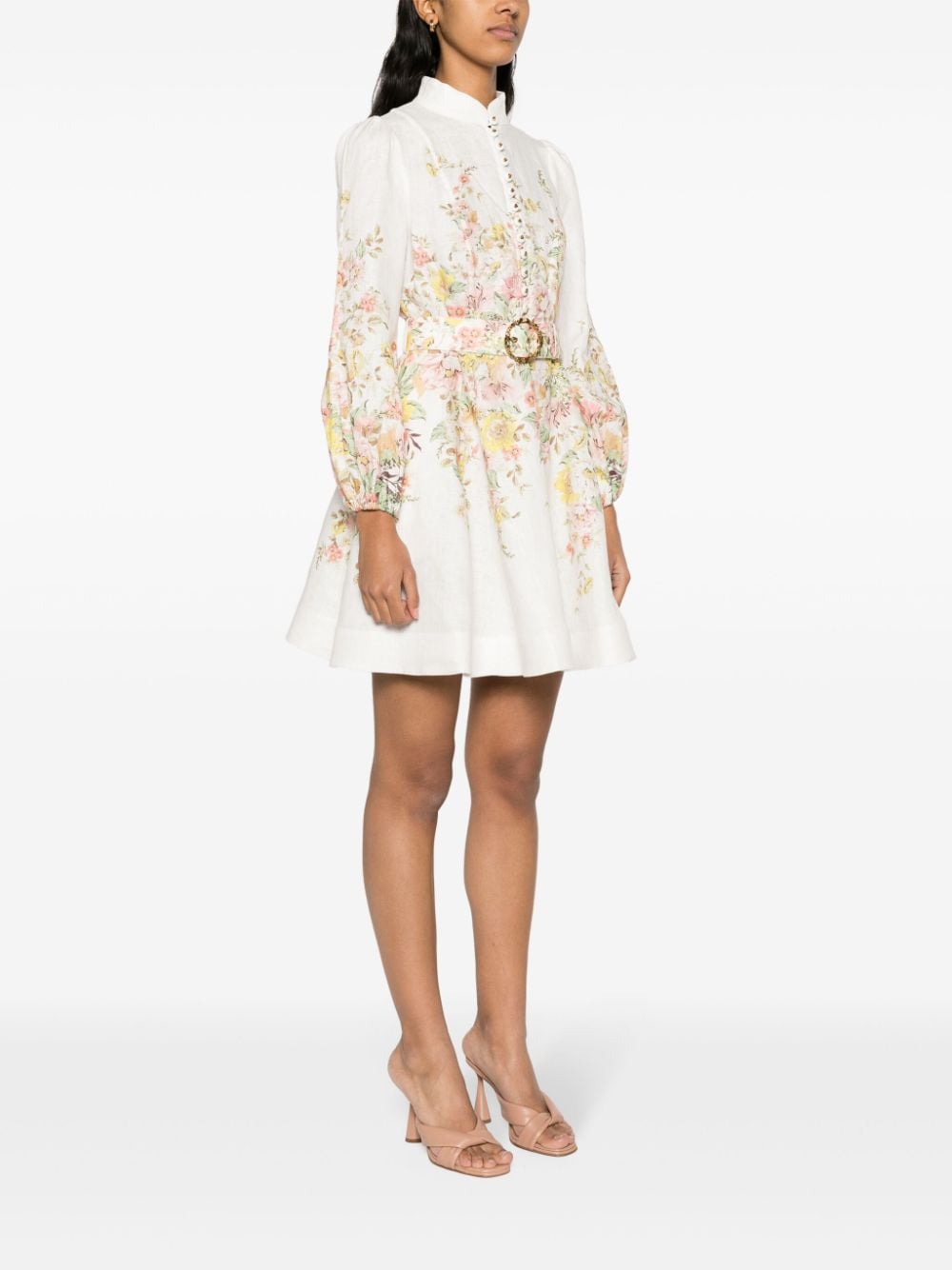 Zimmermann ZIMMERMANN- Floral Print Linen Buttoned Mini Dress