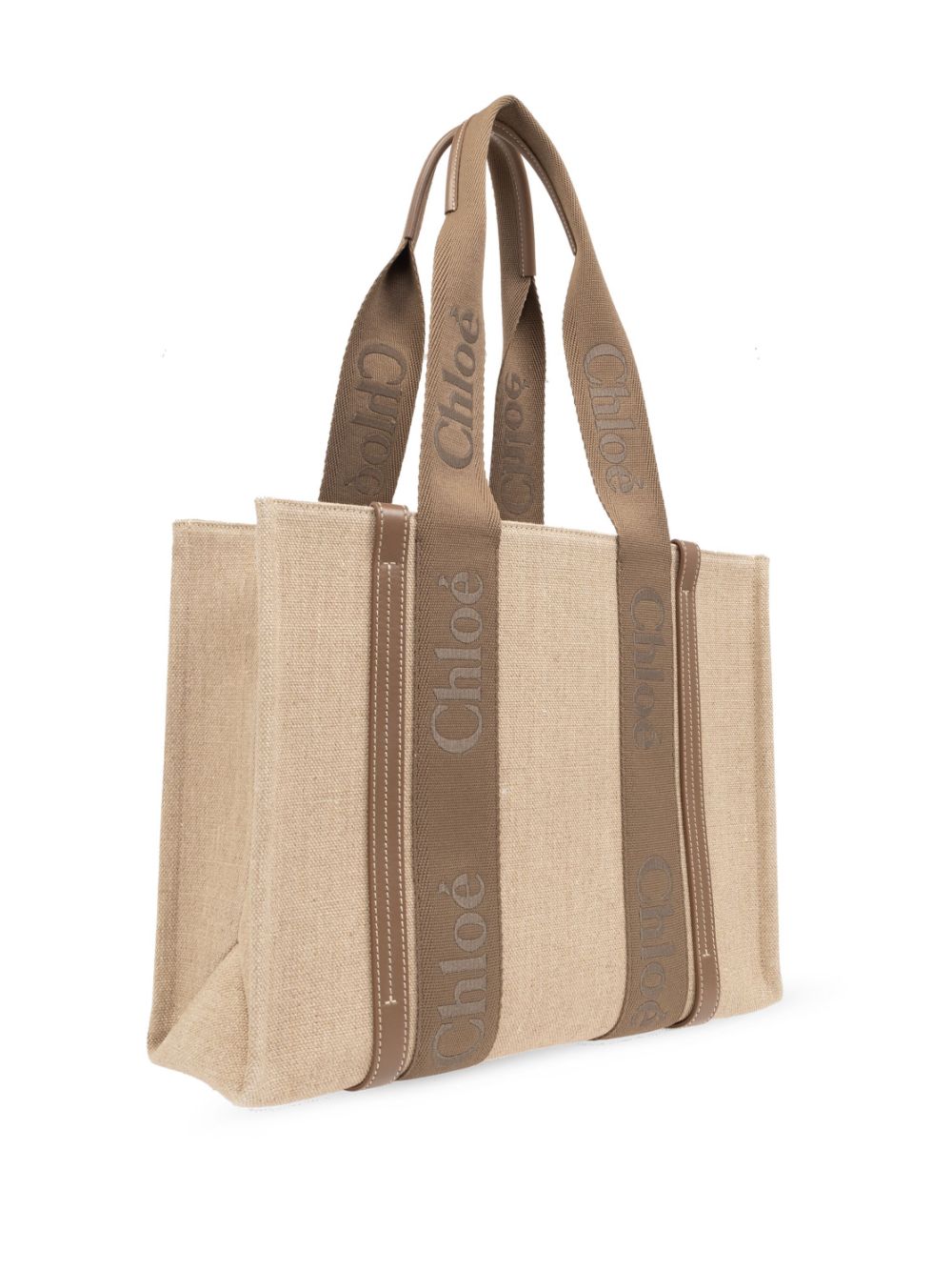 Chloé CHLOÉ- Woody Medium Canvas And Leather Tote Bag