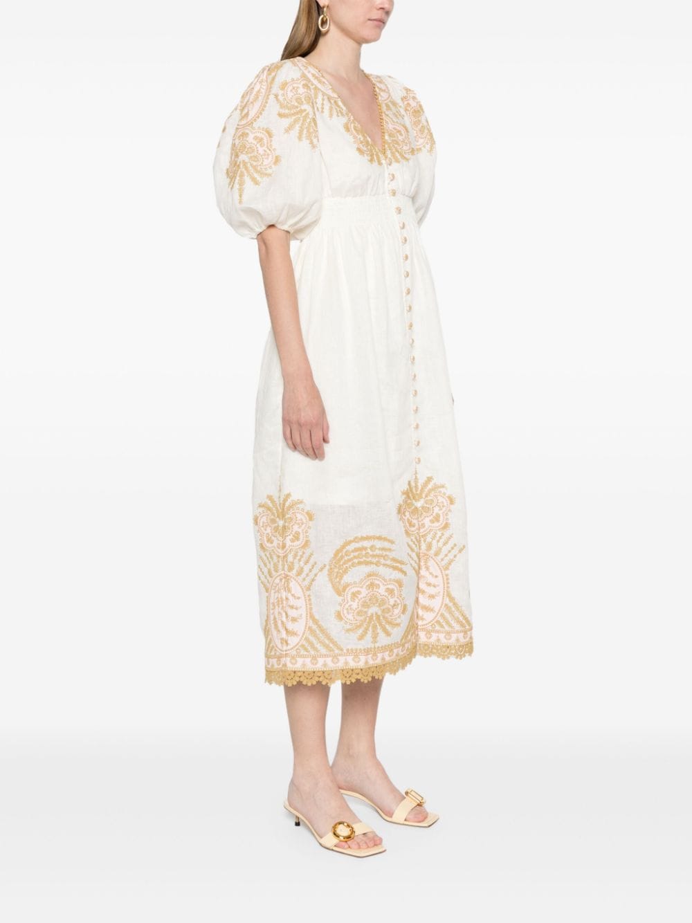 Zimmermann ZIMMERMANN- Embroidered Linen Midi Dress