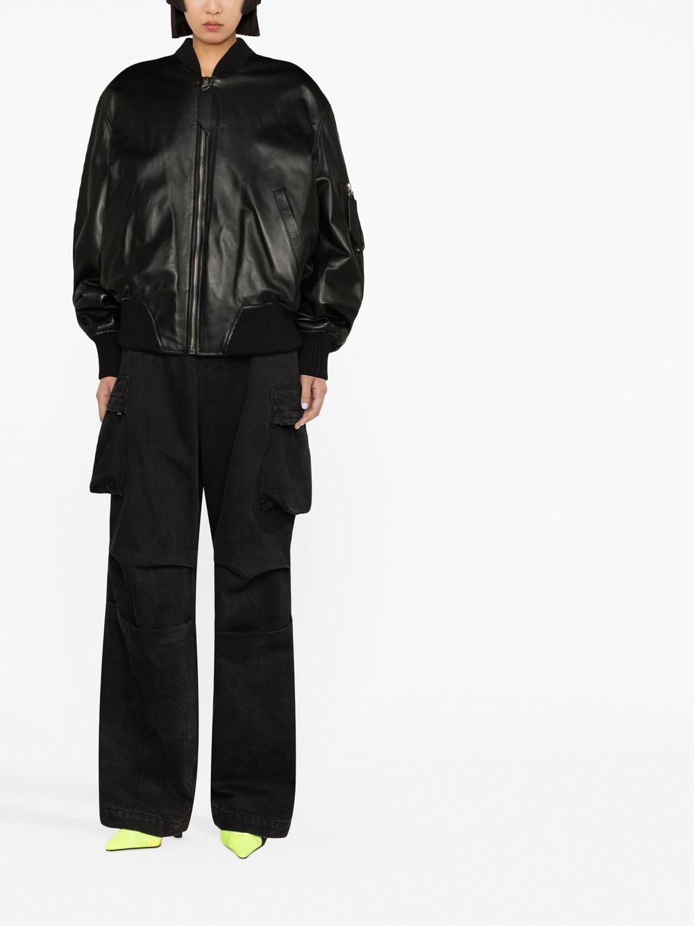 The Attico THE ATTICO- Anja Leather Bomber Jacket