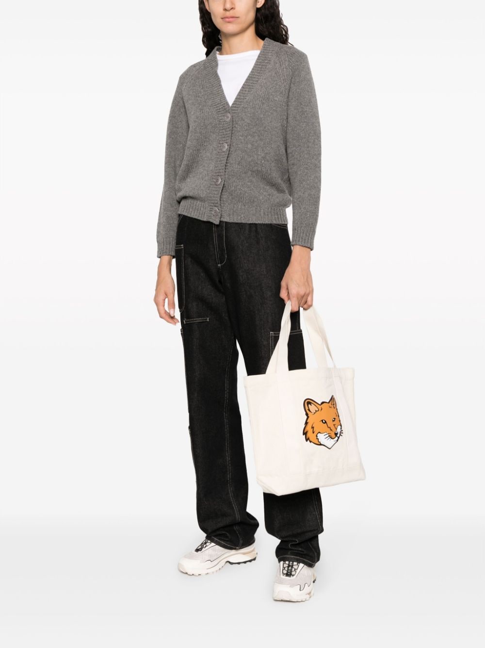  MAISON KITSUNE'- Fox Head Cotton Tote Bag