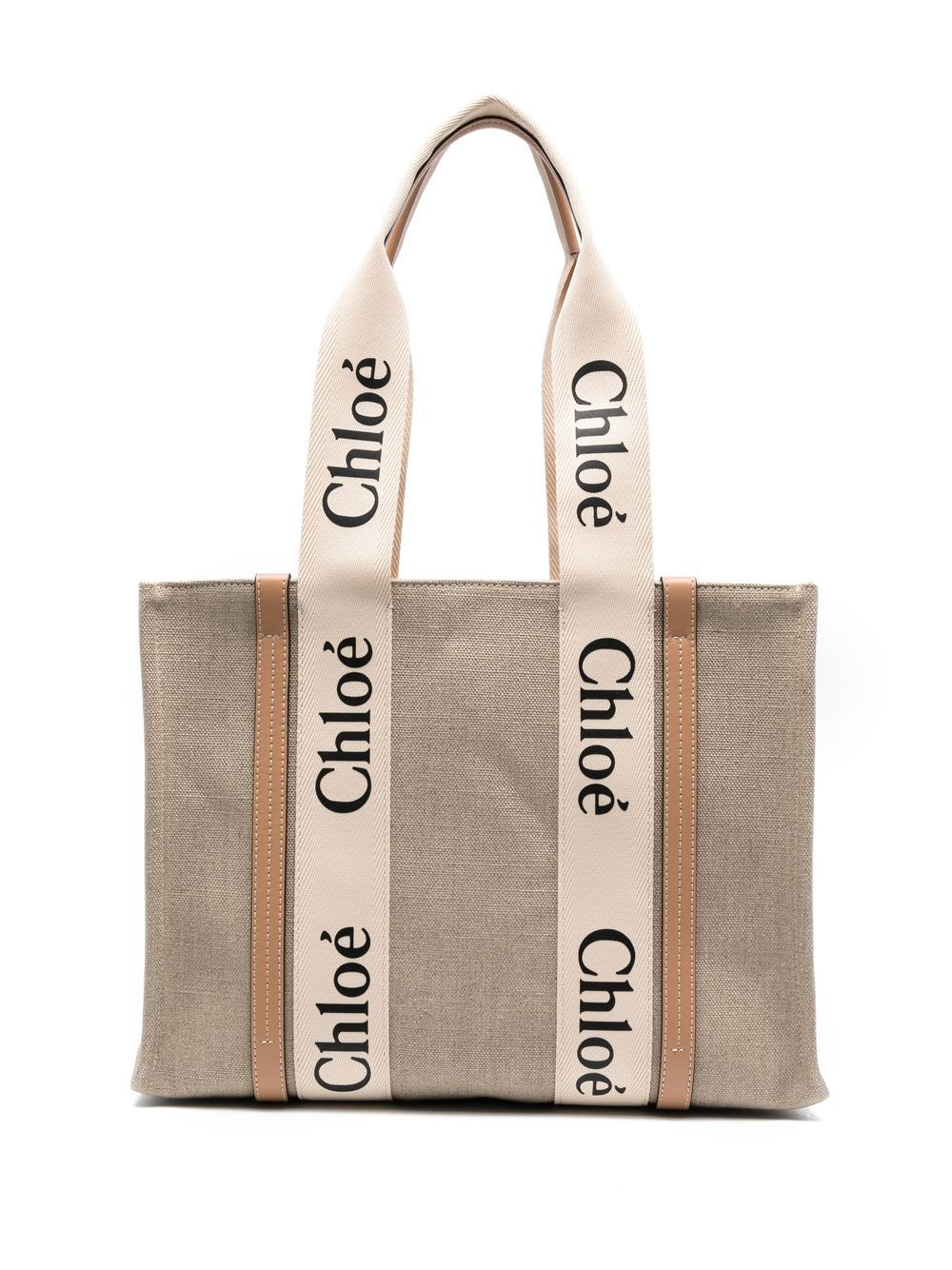 Chloé CHLOÉ- Woody Canvas And Leather Tote Bag