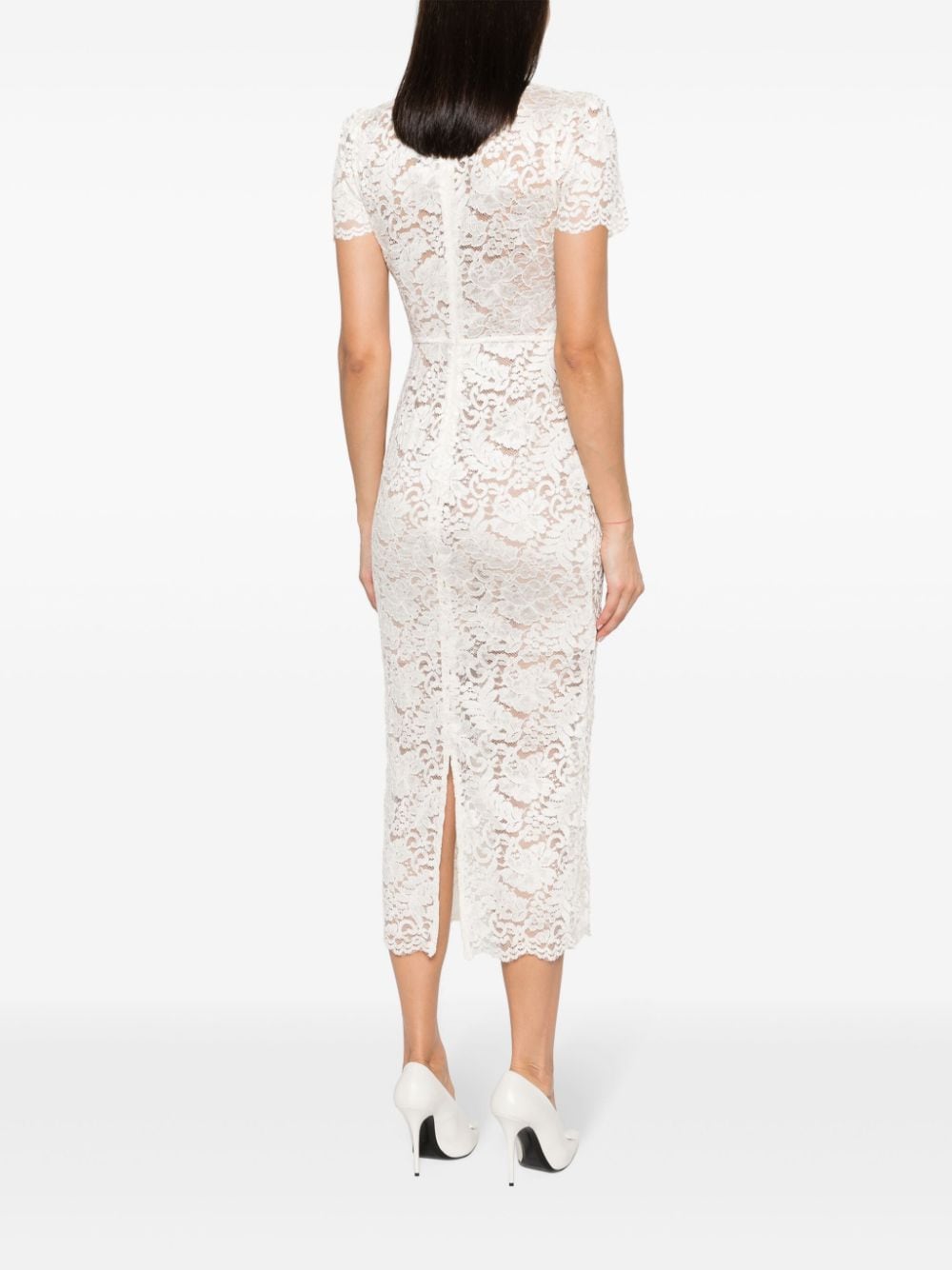  SELF PORTRAIT- V-neck Lace Midi Dress