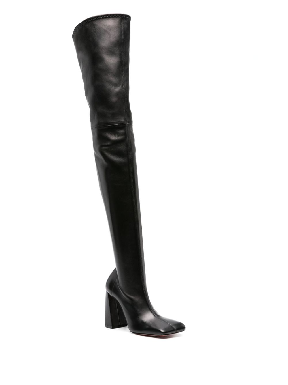 Amina Muaddi AMINA MUADDI- Thigh High Leather Heel Boots