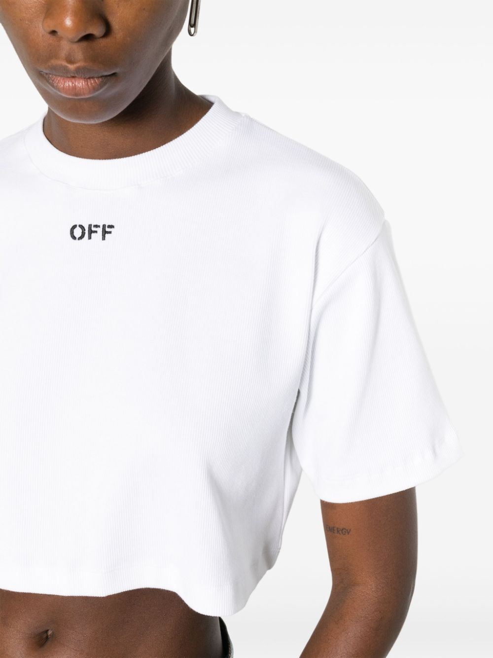 OFF-WHITE OFF-WHITE- Logo Cotton Cropped T-shirt