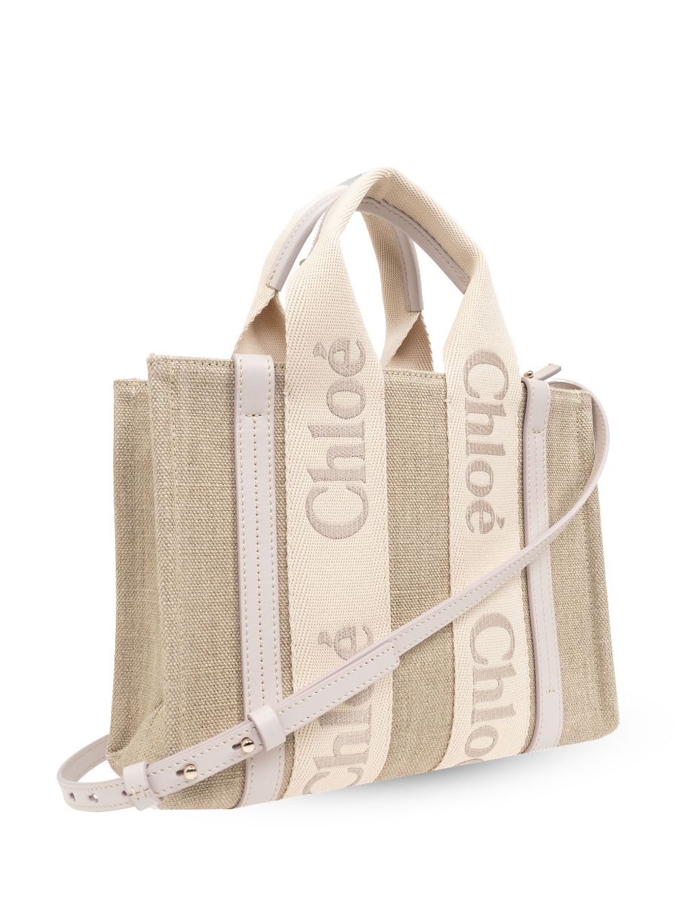 Chloé CHLOÉ- Woody Small Canvas And Leather Tote Bag