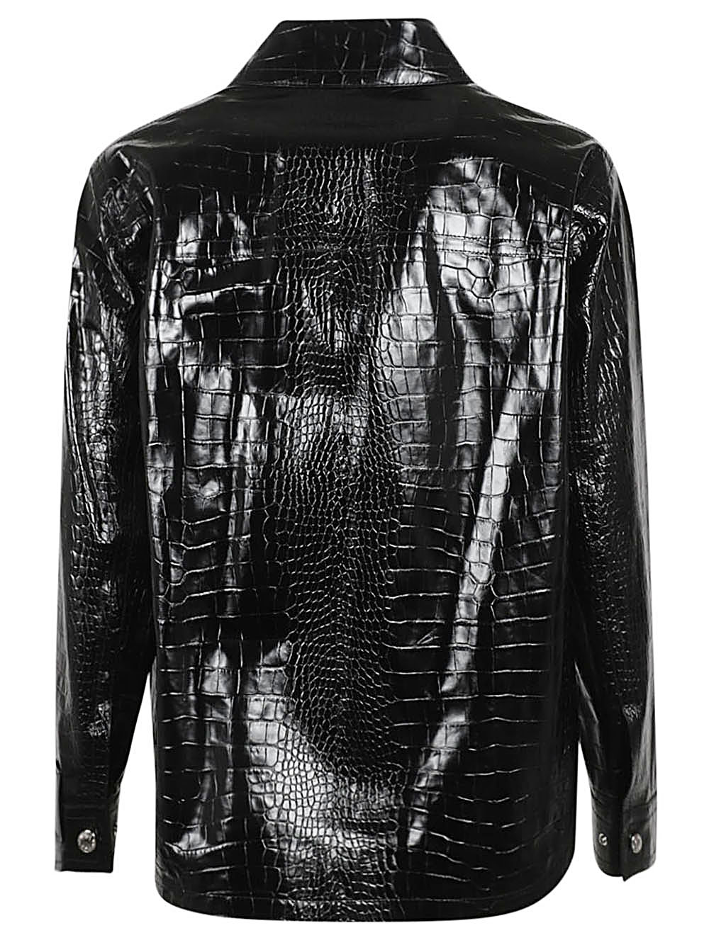 Versace VERSACE- Crocodile Embossed Leather Jacket