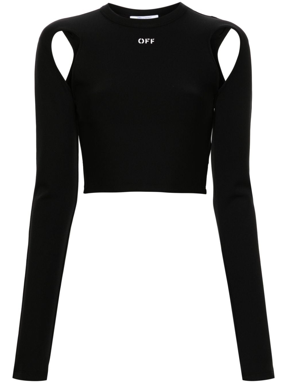 OFF-WHITE OFF-WHITE- Cut-out Long Sleeve Cropped Top