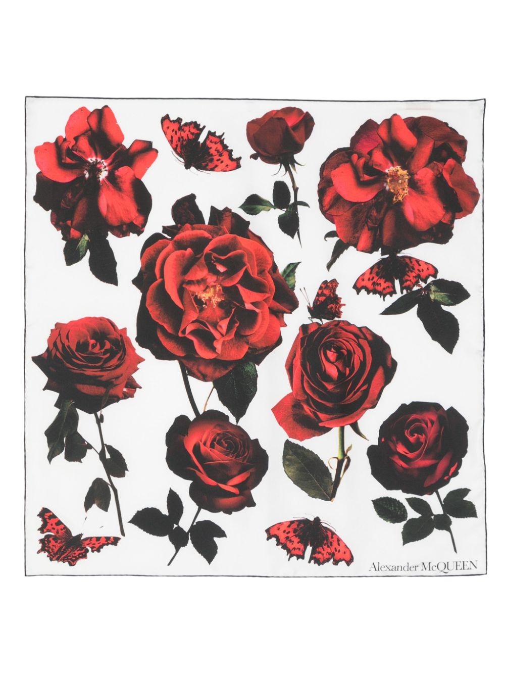 Alexander McQueen ALEXANDER MCQUEEN- Rose Print Silk Scarf