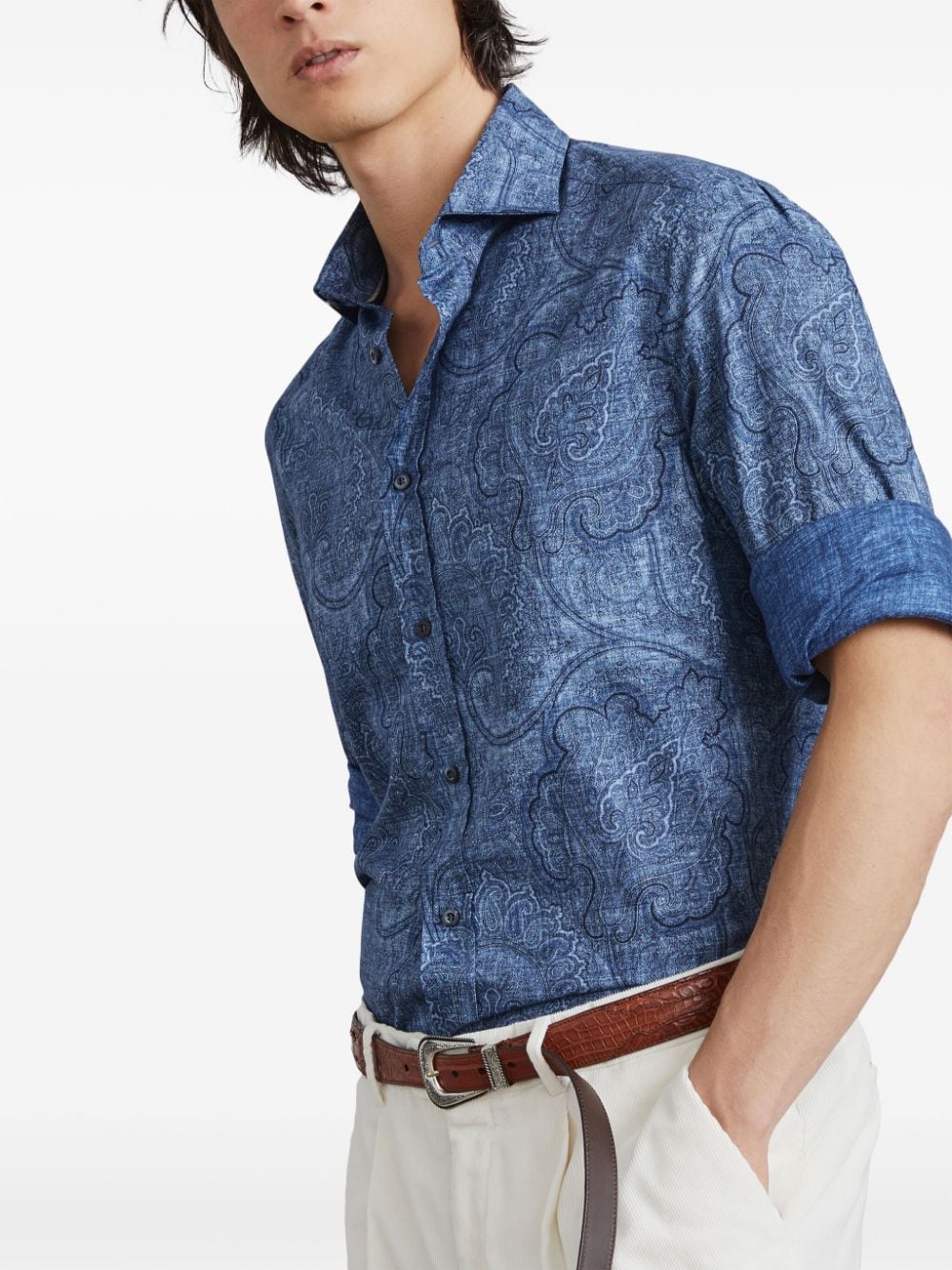 Brunello Cucinelli BRUNELLO CUCINELLI- Slim Fit Cotton Shirt With Paisley Print