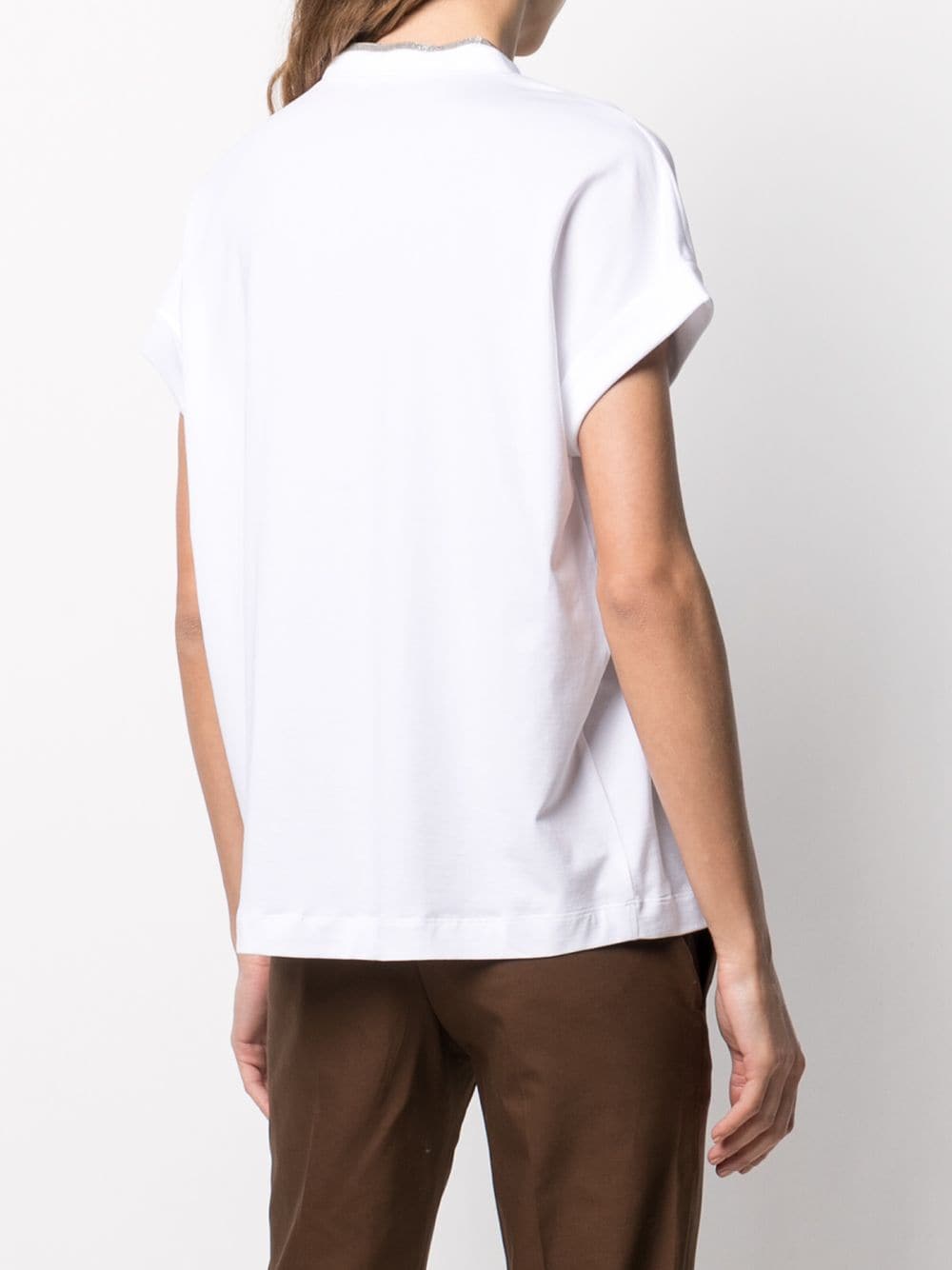 Brunello Cucinelli BRUNELLO CUCINELLI- Contrast-trim Cotton T-shirt