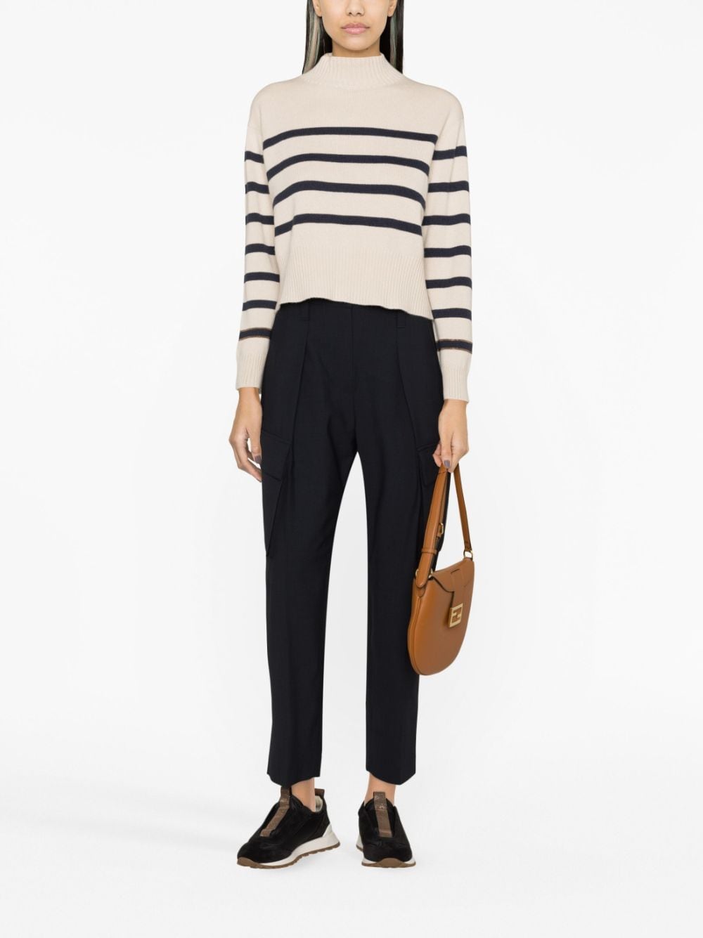 Brunello Cucinelli BRUNELLO CUCINELLI- Striped Cashmere Turtleneck Sweater