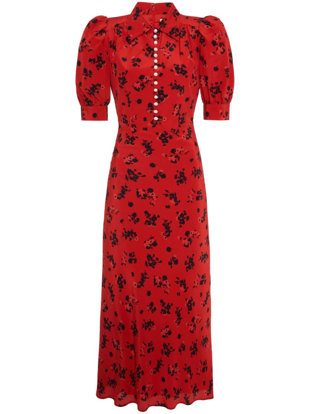 Alessandra Rich ALESSANDRA RICH- Rose Print Silk Long Dress