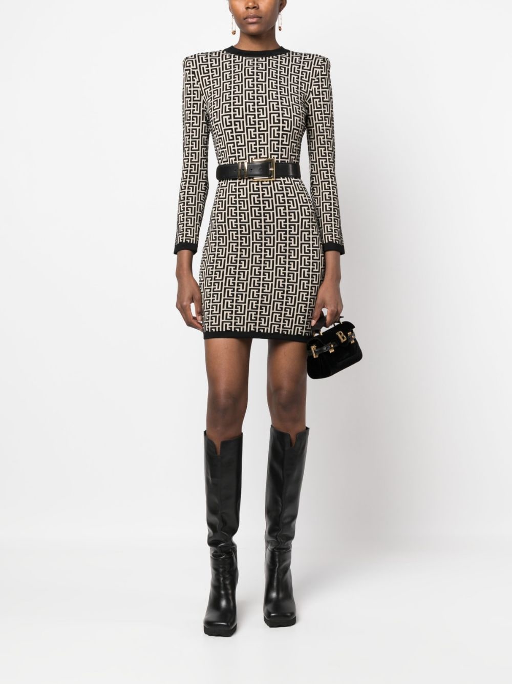 Balmain BALMAIN- Monogram Knit Short Dress